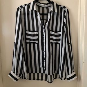 Block striped button down shirt